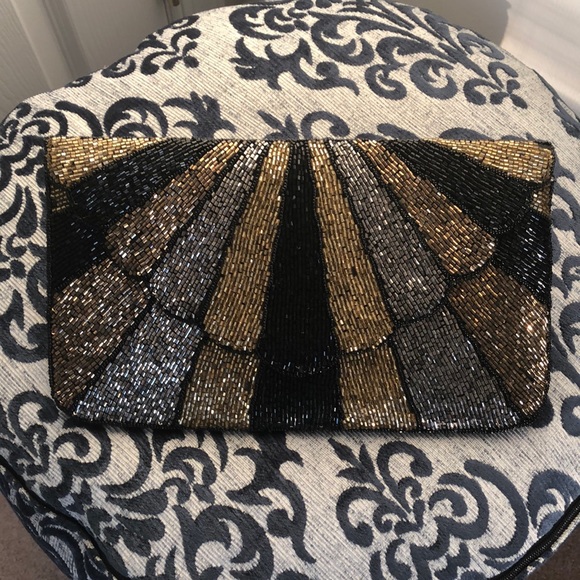 AKIRA Handbags - Black and Gold Sequin Evening Bag